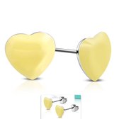 Aramat jewels ® - Hartjes oorbellen creme emaille staal 8mm