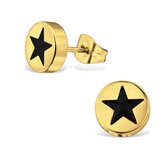 Aramat jewels ® - Goudkleurige oorbellen ster zweerknopjes chirurgisch staal 8mm