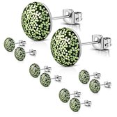 Aramat jewels ® - Glitter oorbellen licht groen acryl staal 8mm