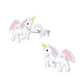 Aramat jewels ® - Kinder oorbellen unicorn eenhoorn 925 zilver multikleur 10mm x 7mm