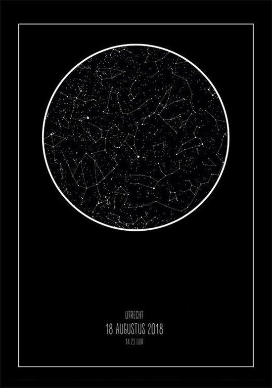 Je eigen gepersonaliseerde Star Map Zwart (sterrenposter)