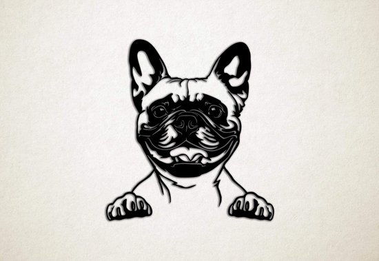 Wanddecoratie - Hond - Franse bulldog 8 - M - 65x60cm - Zwart - muurdecoratie - Line Art
