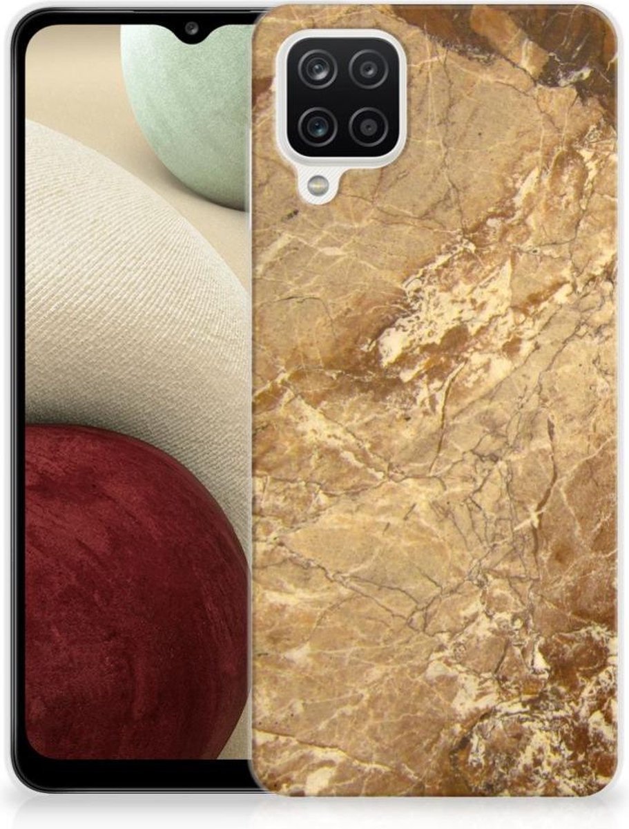 Samsung Galaxy A12 TPU Siliconen Hoesje Marmer Creme