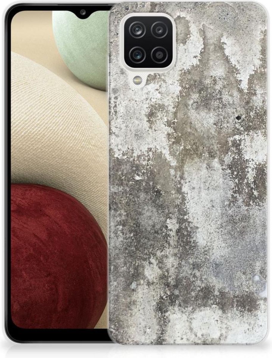 Samsung Galaxy A12 TPU Siliconen Hoesje Beton Print