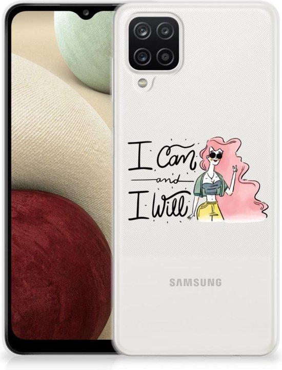 Aktentas kopiëren Munching Telefoon Hoesje Samsung Galaxy A12 Hoesje met Tekst i Can | bol.com