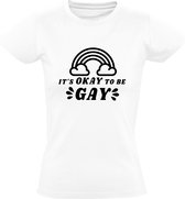 It's okay to be gay  dames t-shirt | homo | gaypride | gayparade | lesbian | lesbisch | liefde | kado | Zwart