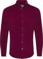 Tresanti Heren Overhemd Bordeaux Rood Corduroy Cutaway Tailored Fit - 40
