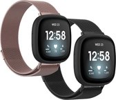 iMoshion Milanees Watch bandje Multipack voor de Fitbit Sense / Versa 3 - Zwart / Rosé Goud