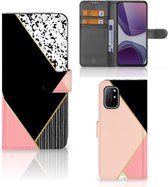 GSM Hoesje OnePlus 8T Bookcase Black Pink Shapes