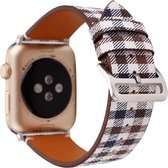 bandje geschikt voor Apple Watch leren bandje Lattice met klassieke zilverkleurige gesp 42mm-44mm wit - blauw - bruin Watchbands-shop.nl