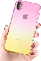 Apple iPhone X Back Cover Telefoonhoesje | iPhone Xs | Roze en Geel | TPU Hoesje