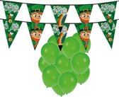 St. Patricks Day feestartikelen - 25x ballonnen en 2x slinger - versiering