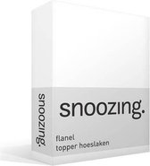 Snoozing - Flanel - Topper - Hoeslaken - Eenpersoons - 70x200 cm - Wit