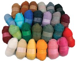 Gekaarde wol, 26x25 gr, diverse kleuren