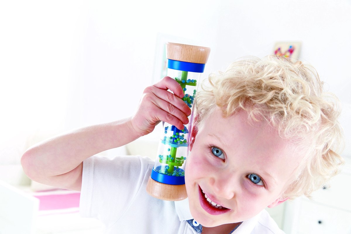Hape Regenmaker Blauw - Houten Babyspeelgoed met Kalmerende Regengeluiden vanaf 0 Maanden — afbeelding 3