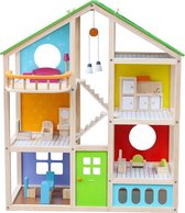Hout poppenhuis ,twee Kleuren zonnepanelen dakken,speelgoedhuis,kinderenspeelgoedhuis,droomhuis, All Color gemeubileerd 73CM HOOG