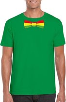Groen t-shirt met Limburgse kleuren strik heren - Carnaval shirts S
