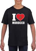 Zwart I love Marokko fan shirt kinderen S (122-128)