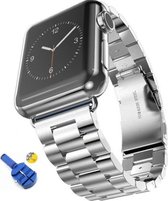 Metalen Armband Geschikt Voor Apple Watch Series 1/2/3 38 MM Horloge Band Strap - Geschikt Voor iWatch Schakel Polsband - Zilver Kleurig