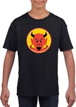 Halloween Halloween duivel t-shirt zwart jongens en meisjes - Rode duivels shirt kind 134/140