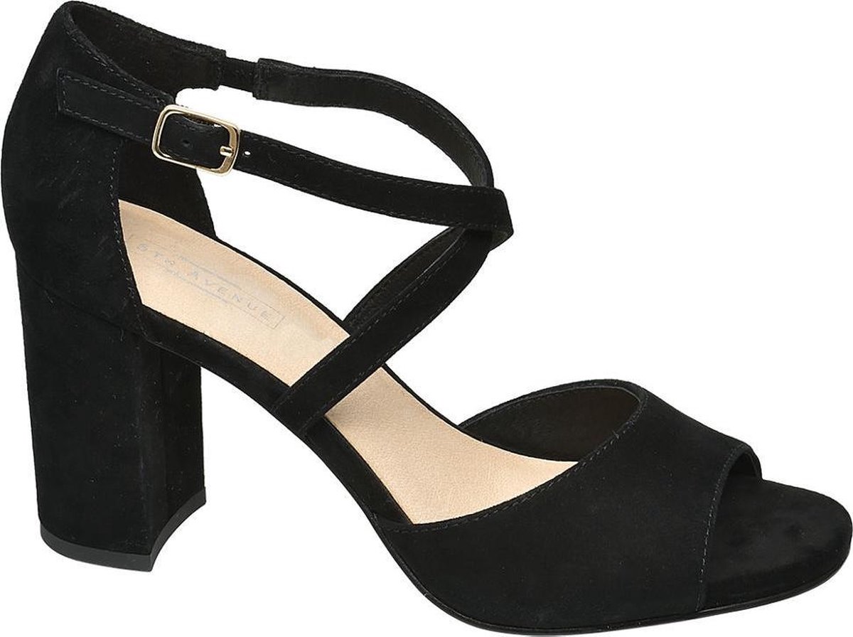 5th Avenue Dames Zwarte suède sandalette - Maat 39 | bol.com