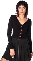 Banned Cardigan -S- CATHEDRAL Zwart/Rood