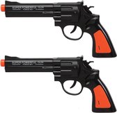 Set van 2x stuks speelgoed pistool zwart met geluid 23 x 11 cm - Politie verkleed pistool met geluid