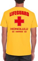 Lifeguard / strandwacht verkleed t-shirt / shirt Lifeguard Honolulu Hawaii geel voor heren - Bedrukking aan de achterkant / Reddingsbrigade shirt / Verkleedkleding / carnaval / outfit M