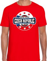 Have fear Czech republic is here t-shirt voor Tsjechie supporters rood voor heren S