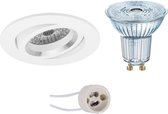 LED Spot Set - OSRAM Parathom PAR16 927 36D - Pragmi Aerony Pro - GU10 Fitting - Dimbaar - Inbouw Rond - Mat Wit - 3.7W - Warm Wit 2700K - Kantelbaar - Ø82mm - BES LED