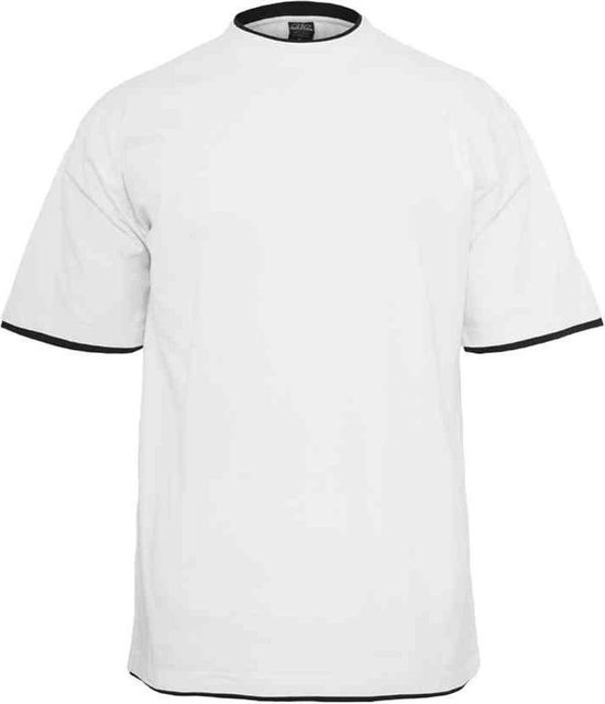 Urban Classics - Contrast Tall Heren T-shirt - 3XL - Wit/Zwart