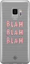 Samsung S9 hoesje siliconen - Blah blah blah | Samsung Galaxy S9 case | blauw | TPU backcover transparant