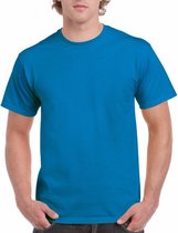 Set van 2x stuks saffierblauw of turquoise katoenen shirt voor heren - voordelige kwaliteits t-shirts, maat: 2XL (44/56)