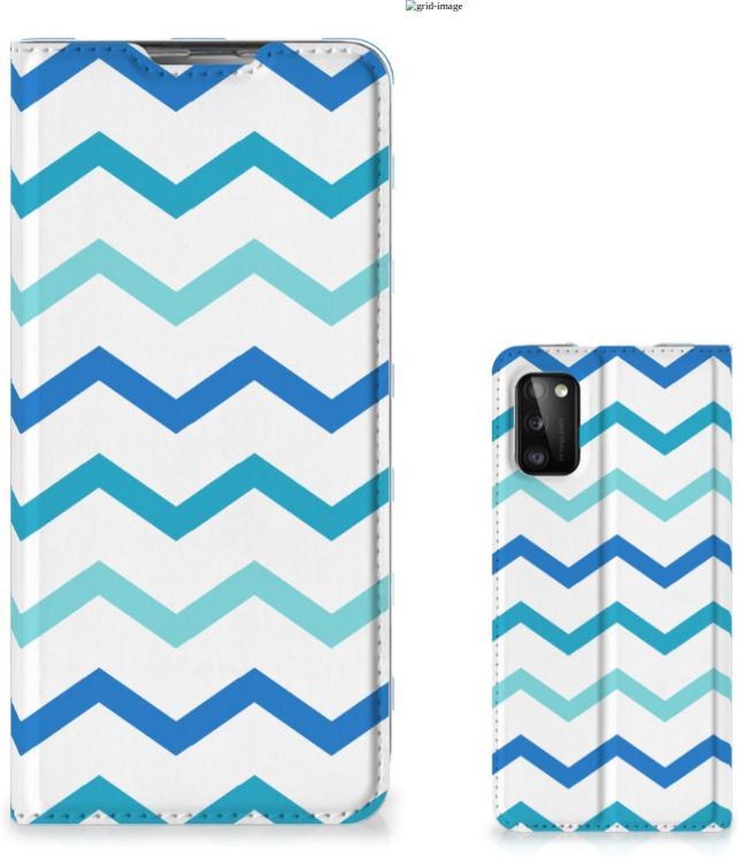 Samsung Galaxy A41 Hoesje met Magneet Zigzag Blauw