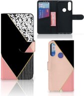 GSM Hoesje Alcatel 1S 2020 Bookcase Black Pink Shapes