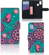 GSM Hoesje Geschikt voor Samsung Galaxy M21 Book Cover Geschikt voor Samsung M30s Flipcase Cirkels en Vlinders