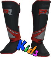 Punch Round Kids Kickboks Scheenbeschermers Evoke Zwart Rood Kies uw maat: Kids - 8 Jaar