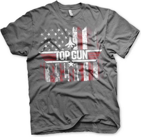 Top Gun Heren Tshirt -M- America Grijs