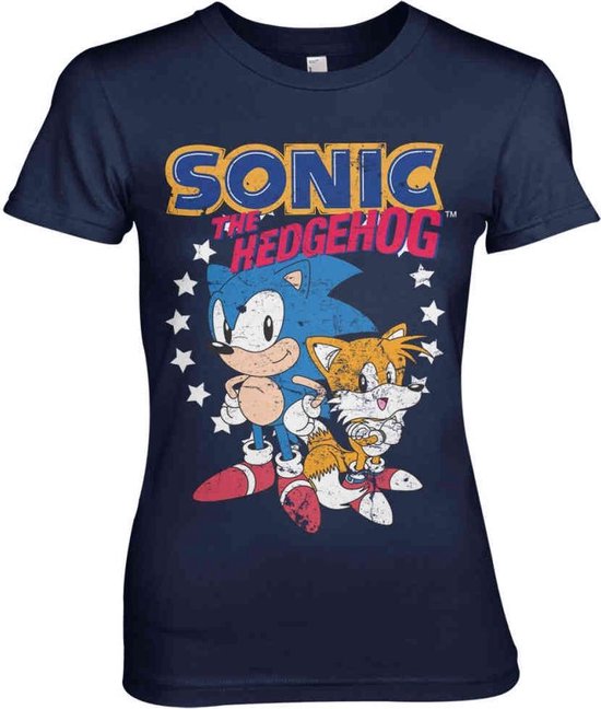 Sonic The Hedgehog Dames Tshirt -S- Sonic & Tails Blauw