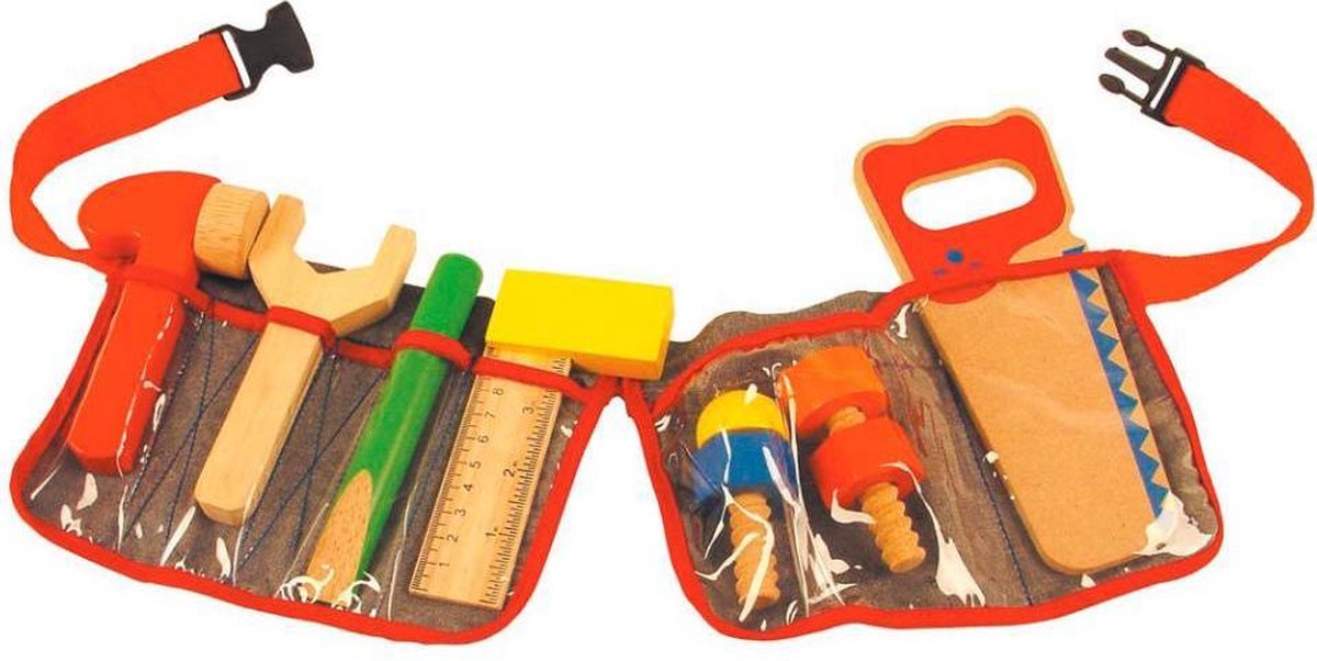 Rode Gereedschapsgordel met Houten Gereedschap - Bigjigs - Met Klipsluiting - 10-Delig — afbeelding 13