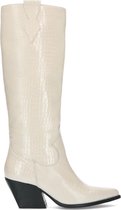 Manfield - Dames - Off white cowboylaarzen met crocoprint - Maat 38