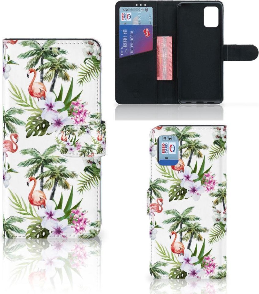 Samsung Galaxy A31 Telefoonhoesje met Pasjes Flamingo Palms