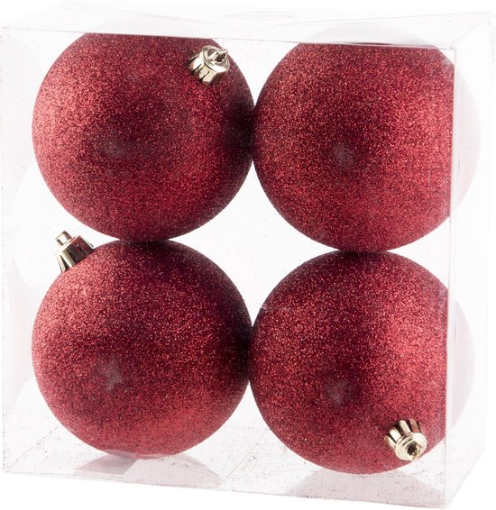 Kerstballen van kunststof, kerstdecoratie, kerstboomversiering, kerstboomballen, kerstballen van kunststof, 16 stuks kerstballen, om op te hangen aan een kerstboom (rood