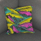 Afrikaans kussen | Geel roze veren - Sierkussen 45x45 - 100% Katoen | Sierkussens 45x45 Kussenhoes | Binnenkussen 45 x 45 | Tribal kussen | African pillow