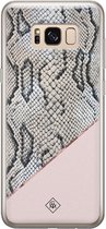 Samsung S8 hoesje siliconen - Snake print | Samsung Galaxy S8 case | Roze | TPU backcover transparant