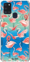 Casetastic Samsung Galaxy A21s (2020) Hoesje - Softcover Hoesje met Design - Flamingo Vibe Print