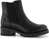 Travelin' Borgen - Leren Chelsea Boots Dames met Rubber profiel - Schoen - Zwart Leer - Maat 36