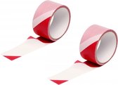 Set van 4x stuks markeerlinten/afzetlinten rood/wit 25 meter - Plastic markerings linten