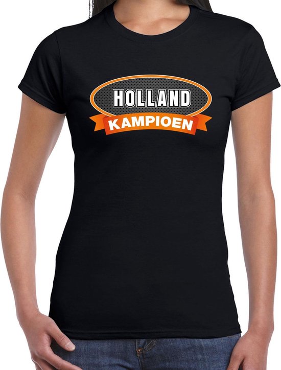 Bol Com Holland Kampioen T Shirt Zwart Voor Dames Nederlands Elftal Fan Shirt Kleding 2xl