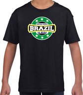 Have fear Brazil is here / Brazilie supporter t-shirt zwart voor kids S (122-128)